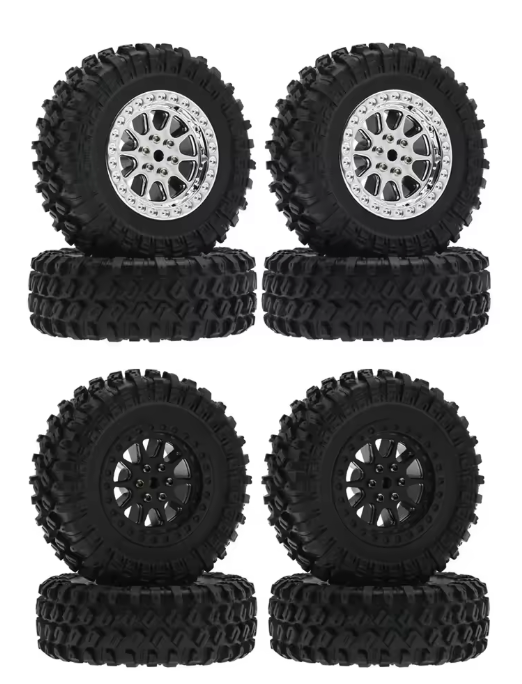 Silver Beadlock wheels upgrade for MN-82, MN-82s, MN-82T. 70mm.