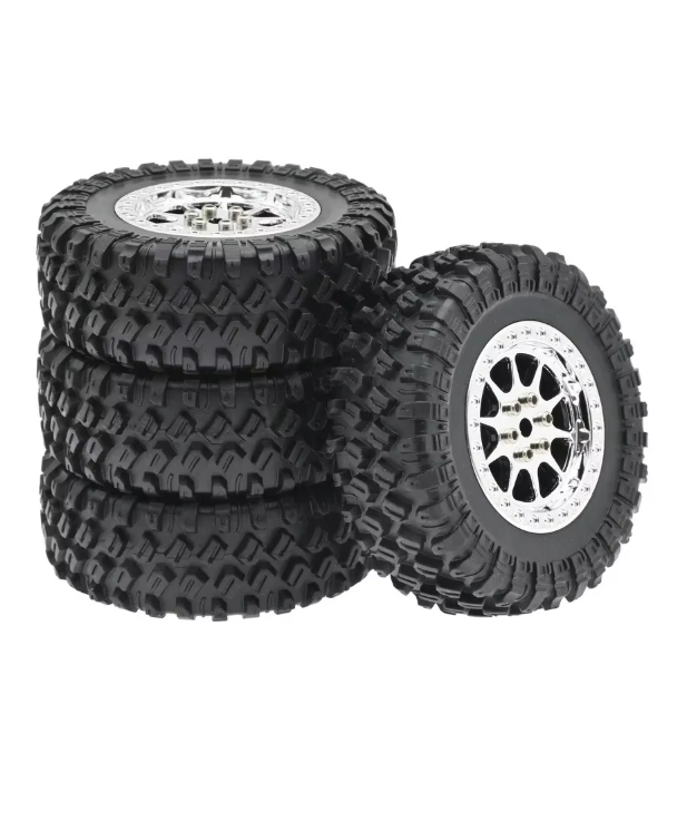 Silver Beadlock wheels upgrade for MN-82, MN-82s, MN-82T. 70mm.